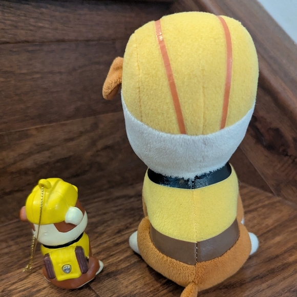 Paw Patrol Rubble Plush Dog From Ty and Rubble Dog Ornament - Picture 5 of 8
